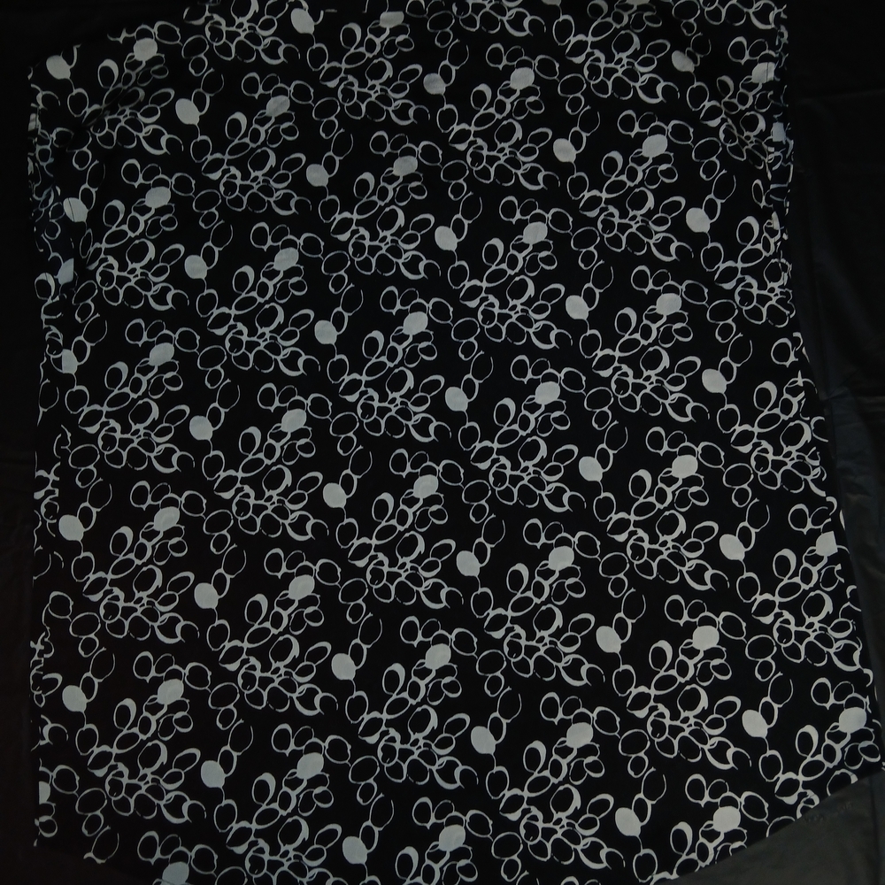 Women's Black A-Line Skirt with White Abstract Print